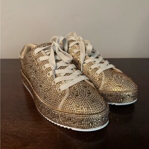 I.N.C Gold Crystal Embellished Women’s Sneakers NEW